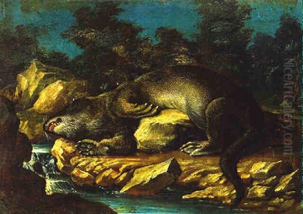 Otter Am Fluss Oil Painting by Jan van Kessel the Elder