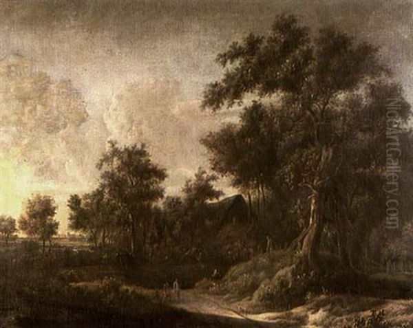 Travellers On A Path Through A Wooded Landscape Oil Painting by Jan van Kessel the Elder