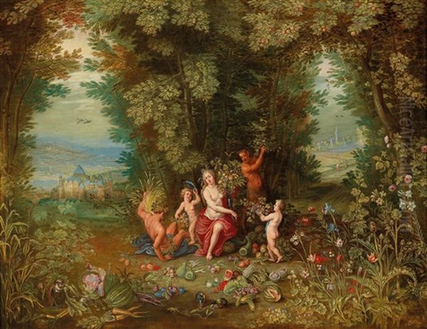 An Allegory Of Earth Oil Painting by Jan van Kessel the Younger