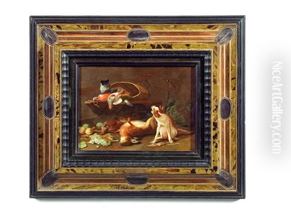 Le Chien Et Le Chat Dans Le Garde-manger Oil Painting by Jan van Kessel the Younger