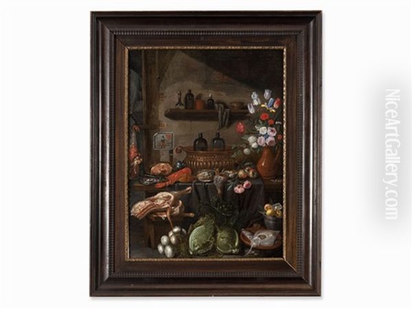 Kitchen Still Life Oil Painting by Jan van Kessel the Younger