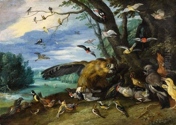 Birds Fighting Oil Painting by Jan van Kessel the Younger