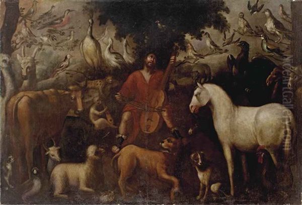 Orpheus Charming The Animals Oil Painting by Jan van Kessel the Younger