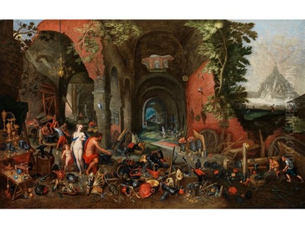 Venus In Der Schmiede Des Vulkan Oil Painting by Jan van Kessel the Younger