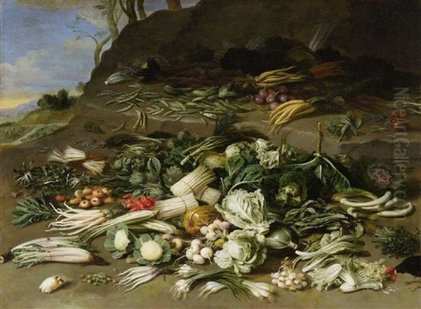 Still Life With Vegetables Oil Painting by Jan van Kessel the Younger