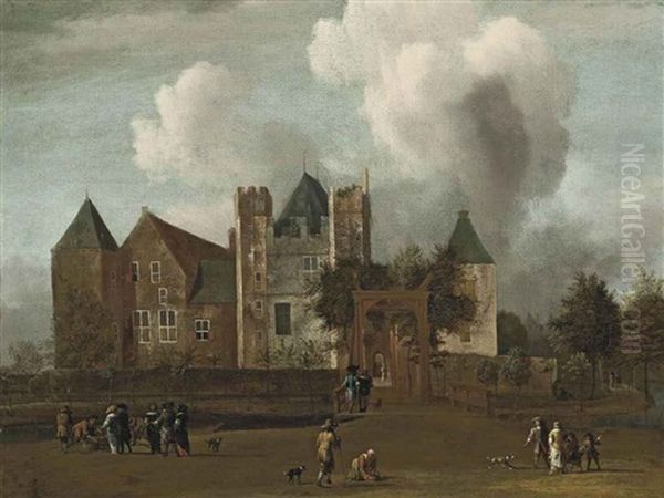 A View Of Purmerend Castle, Near Monnickendam, Waterland Oil Painting by Jan van Kessel the Younger