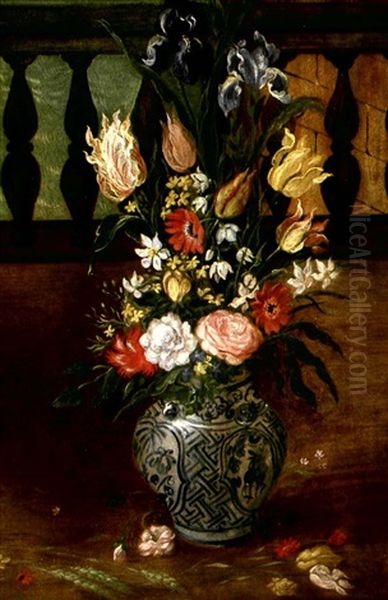 Fleurs Dans Un Vase De Chine Oil Painting by Jan van Kessel the Younger