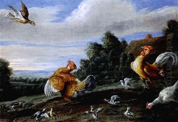 Federvieh Und Der Bussard Oil Painting by Jan van Kessel the Younger