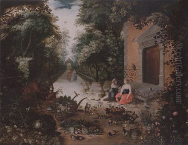 Vertumnus And Pomona Oil Painting by Jan van Kessel the Younger