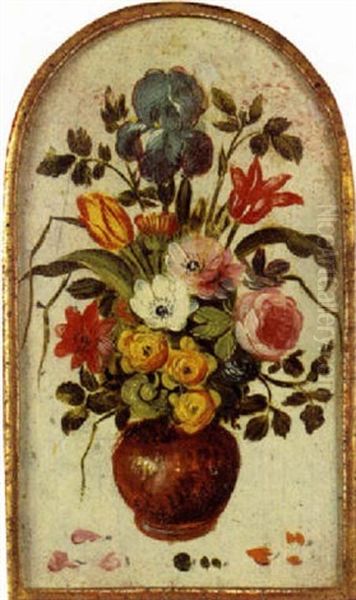 Nature Morte Au Bouquet De Fleurs Sur Fond Creme Oil Painting by Jan van Kessel the Younger