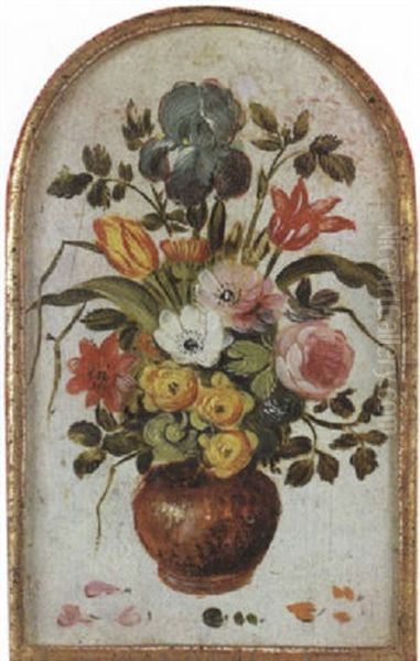 Nature Morte Au Bouquet De Fleurs Sur Fond Creme Oil Painting by Jan van Kessel the Younger