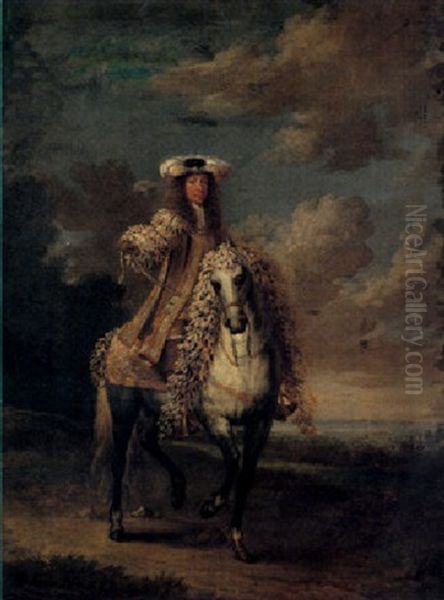 An Equestrian Portrait Of A Gentleman (don Luis De La Cerda Fernandez De Cordoba Folch De Cardona Y Aragon, 9th Duke Of Medinaceli?) Oil Painting by Jan van Kessel the Younger