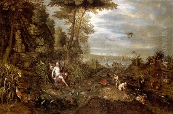 An Allegory Of Water Oil Painting by Jan van Kessel the Younger