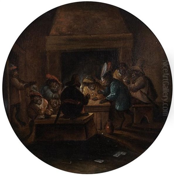 Singerie : Tabagie Oil Painting by Ferdinand van Kessel