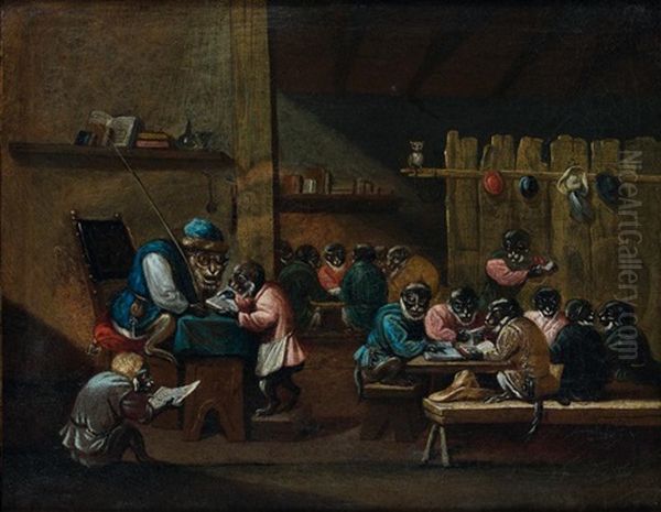 L'ecole Des Singes Oil Painting by Ferdinand van Kessel