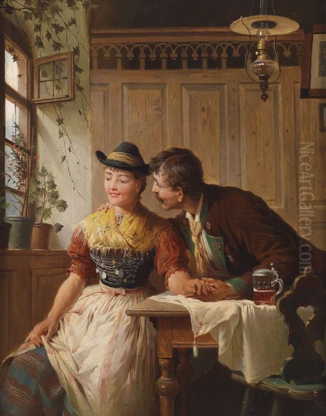 Flirtation Oil Painting by Peter Baumgartner