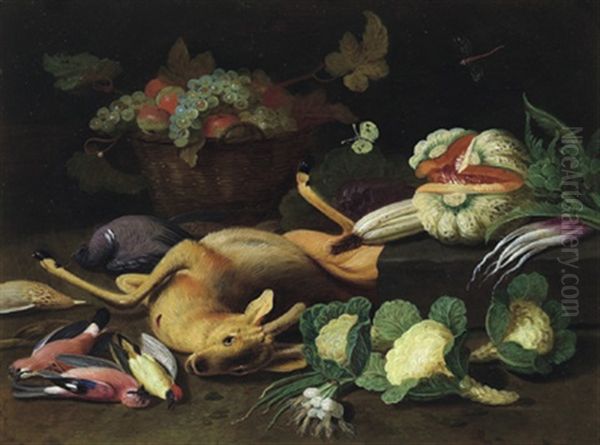 Stilleben Mit Gemusen, Fruchten Und Erlegtem Wild Oil Painting by Ferdinand van Kessel