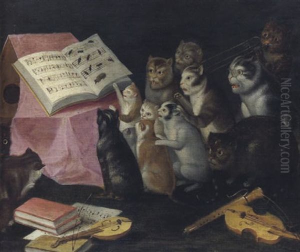 Katzenkonzert Oil Painting by Ferdinand van Kessel