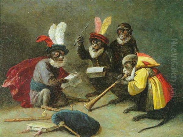 Le Concert Des Singes Oil Painting by Ferdinand van Kessel