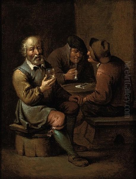 Figures In A Tavern Interior Drinking And Smoking Oil Painting by Jean-Thomas (Nicolas V) Kessel