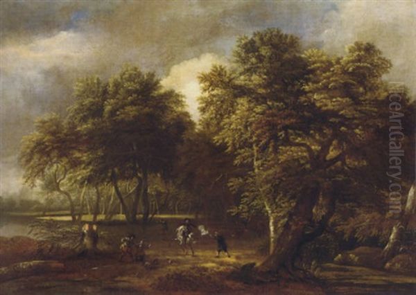 A Wooded River Landscape With Bandits Oil Painting by Jan van Kessel