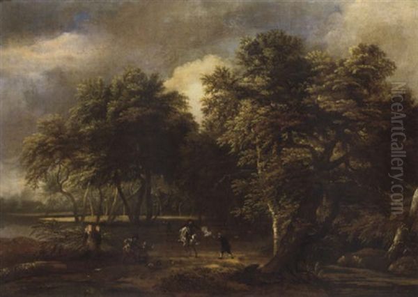 A Wooded River Landscape With Bandits Oil Painting by Jan van Kessel