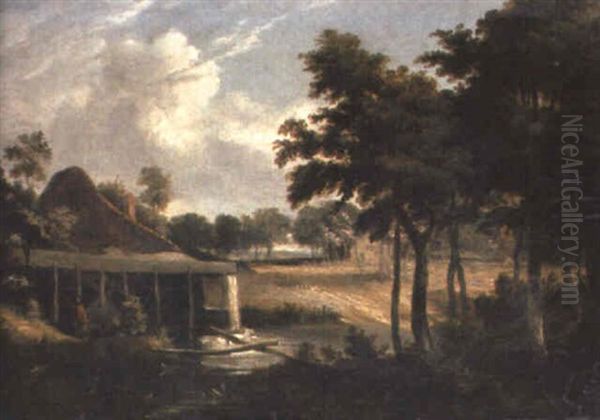 A River Landscape With A Watermill Oil Painting by Jan van Kessel