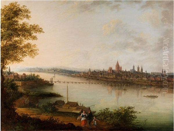 Stadtansicht Von Mainz Am Rhein Oil Painting by Franz Ludwig Kesselstadt