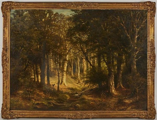 Forest Clearing Oil Painting by August Friedrich Kessler