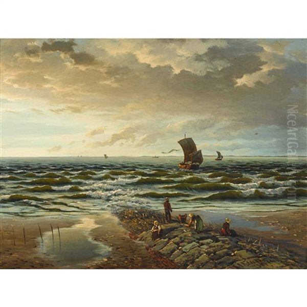 Abend An Der Nordsee Oil Painting by August Friedrich Kessler