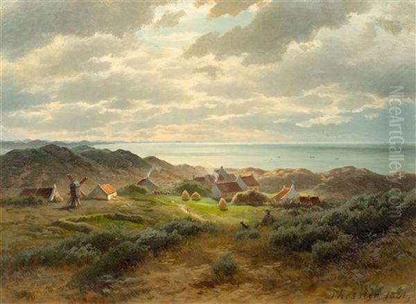 Pair Of Works: At The North Sea Oil Painting by August Friedrich Kessler