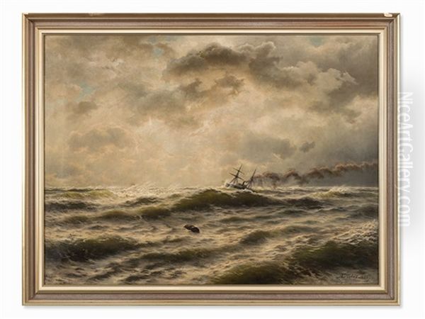 Seascape Oil Painting by August Friedrich Kessler