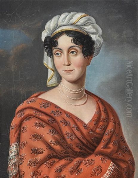 Duchess Charlotte Of Saxe-hildburghausen, B. Princess Of Mecklenburg-strelitz (1769-1818) Oil Painting by Carl August Kessler