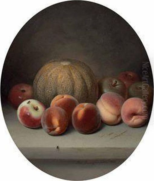 Still Life With Melon Oil Painting by Peter Baumgras