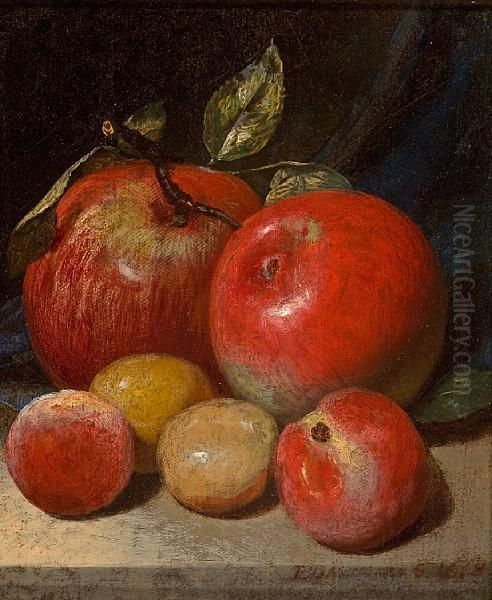 Apples And Plums Oil Painting by Peter Baumgras