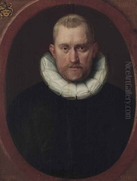 Portrait Of A Gentleman, Probably A Member Of The Van Eversdijck Family, Aged 53 Oil Painting by Cornelis Ketel