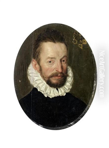 Portrait Of A Gentleman, Bust-length, In Black Costume With A White Ruff Oil Painting by Cornelis Ketel