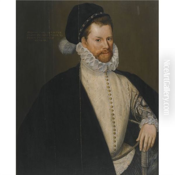 Portrait Of Thomas Cecil, 1st Earl Of Exeter Oil Painting by Cornelis Ketel