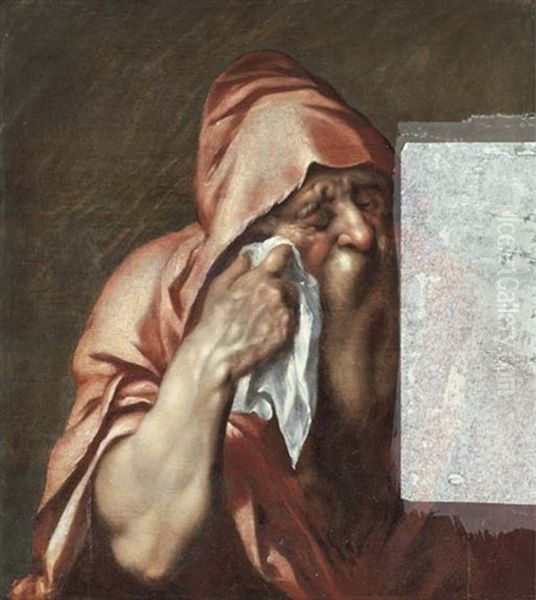 The Weeping Heraclitus Oil Painting by Cornelis Ketel