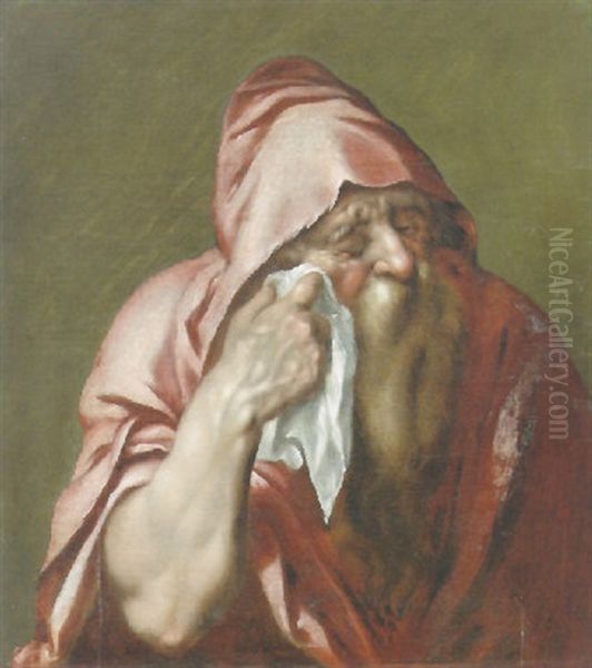 The Weeping Heraclitus Oil Painting by Cornelis Ketel