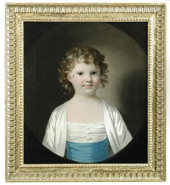 Portrait Of A Young Girl In Cream Dress With Blue Sash Oil Painting by Tilly Kettle