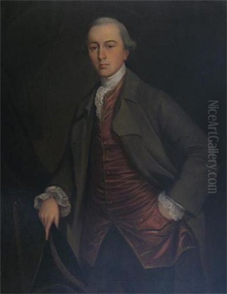 Portrait Of A Gentleman Wearing A Green Coat And A Pink Waistcoat Oil Painting by Tilly Kettle