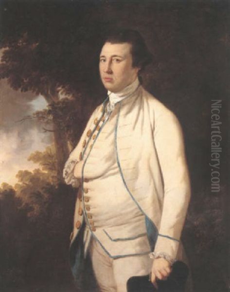 Portrait Of John Graham Wearing A White Coat Edged With Blue Oil Painting by Tilly Kettle