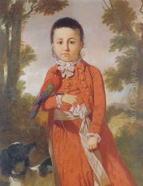 Portrait Of A Young Boy (a Son Of Shuja-ud-daula, Nawab Vizierof Oudh?) Oil Painting by Tilly Kettle