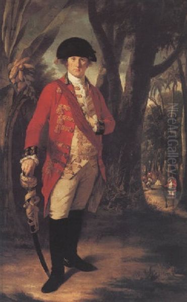 Portrait Of An Army Officer (a Member Of The Vernon Family?) Oil Painting by Tilly Kettle