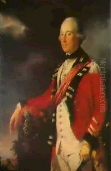 Portrait Of An Officer Of The 15th Light Dragoons,          Probably Captain George Ainslie Oil Painting by Tilly Kettle