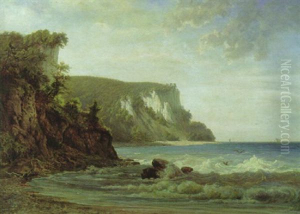 Blick Vom Strand Auf Die Kreidefelsen Von Rugen Oil Painting by Marie von Keudell