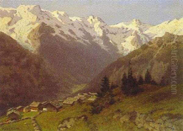 Alpenlandschaft Bei Murren Im Berner Oberland Oil Painting by Marie von Keudell