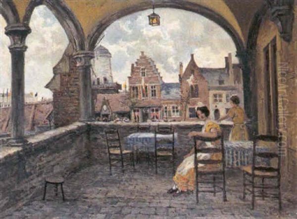 Wijk Oud-belgie Te Antwerpen Tijdens De Wereldtentoonstelling In 1830 Oil Painting by Vital Keuller