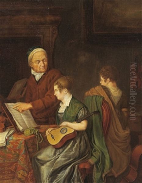 Die Musikstunde Oil Painting by Gerrit Laurens Keultjes